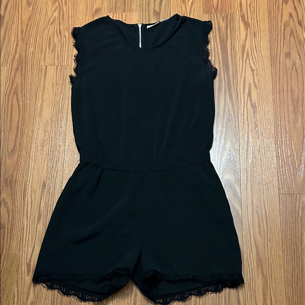 Noisy may Black Lace-Trimmed Romper